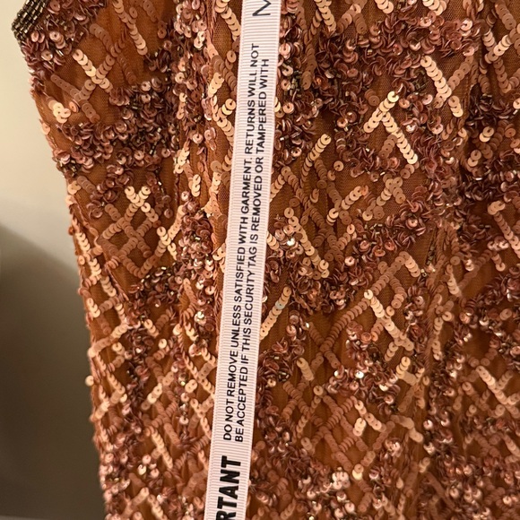 NWT MAC DUGGAL | Embellished Halter Midi Dress Sequin Copper Brown Metallic - Picture 10 of 10